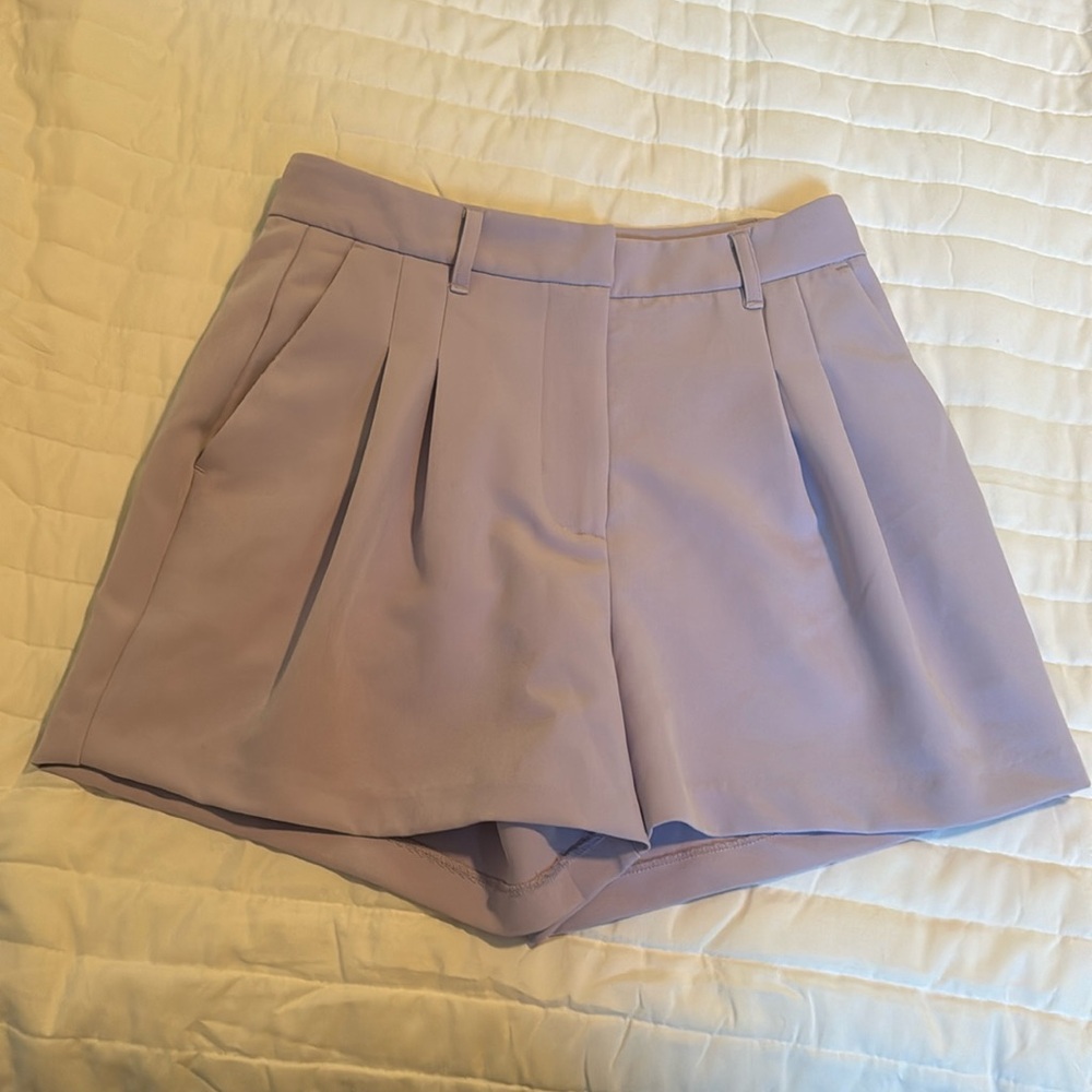Purple high waisted flowy shorts